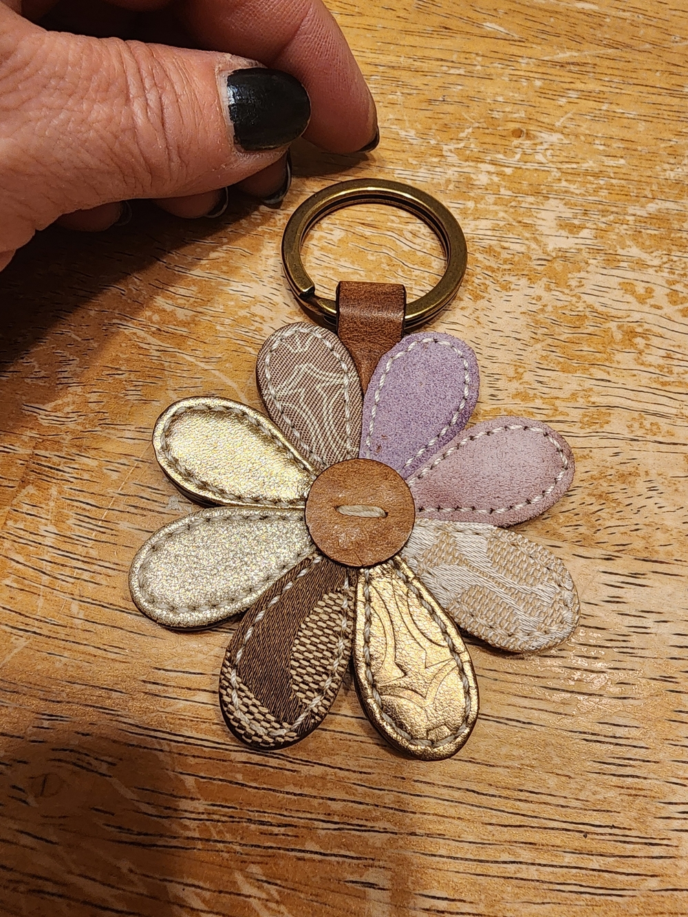 vintage Coach Y2K patchwork signature daisy flower key fob and bag charm